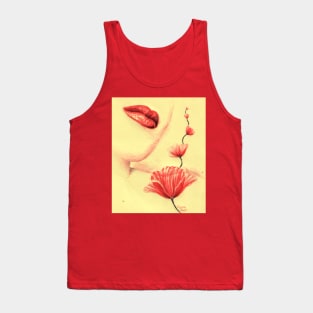 Red lips red poppies Tank Top